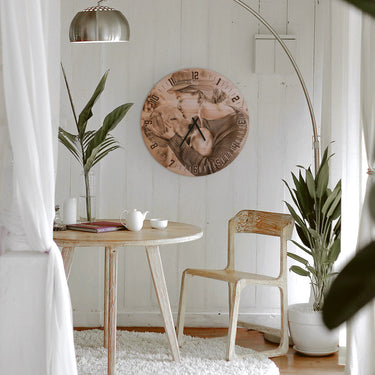 Træ-vægure - Eget foto, rundt 30 cm